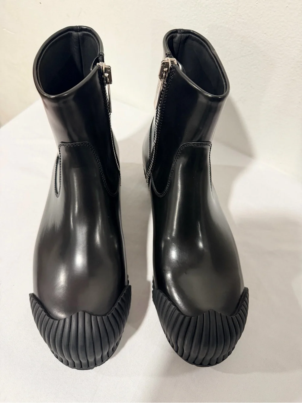 Calvin Klein Black Rubber Toe Cap Boots size US 7W